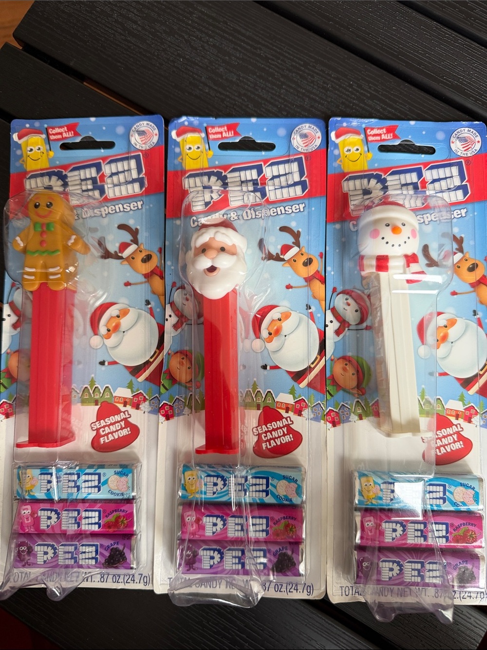 Holiday Candy Pez Dispensers – Red/White Gingerbread, Santa & Snowman Designs